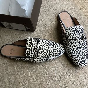 BNWT Linea Paolo black and white calf hair loafer mules size 9.5